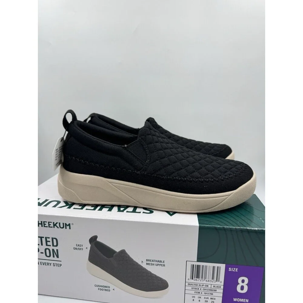 Staheekum Women's Quilted Cushioned Footbed Slip On Shoes - SIZE 8 Black